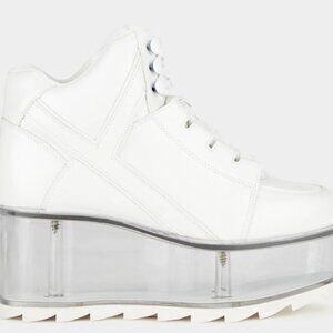YRU White Qozmo Qloud Platform Sneakers
